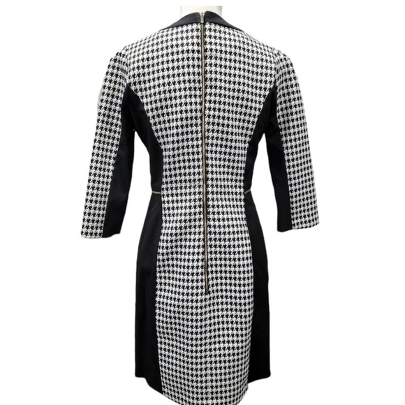 H&M Monochrome Houndstooth Dress 3/4 Sleeve pockets preppy academia NWT - Picture 11 of 16